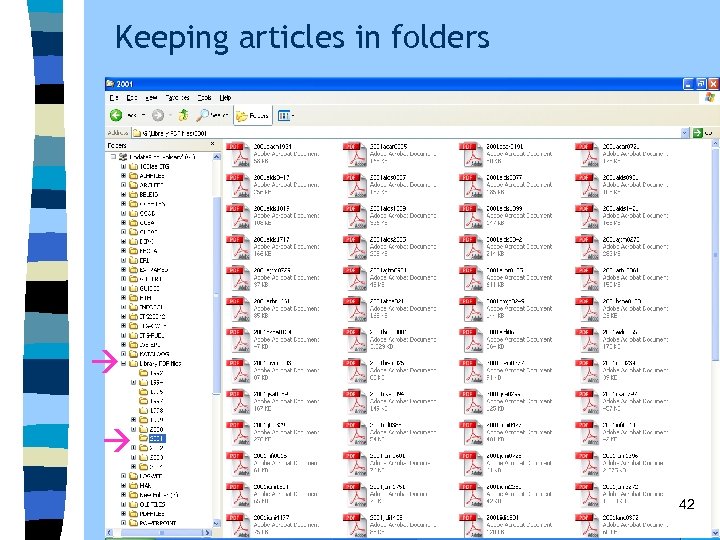 Keeping articles in folders 42 