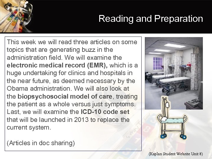 Reading and Preparation This week we will read three articles on some topics that