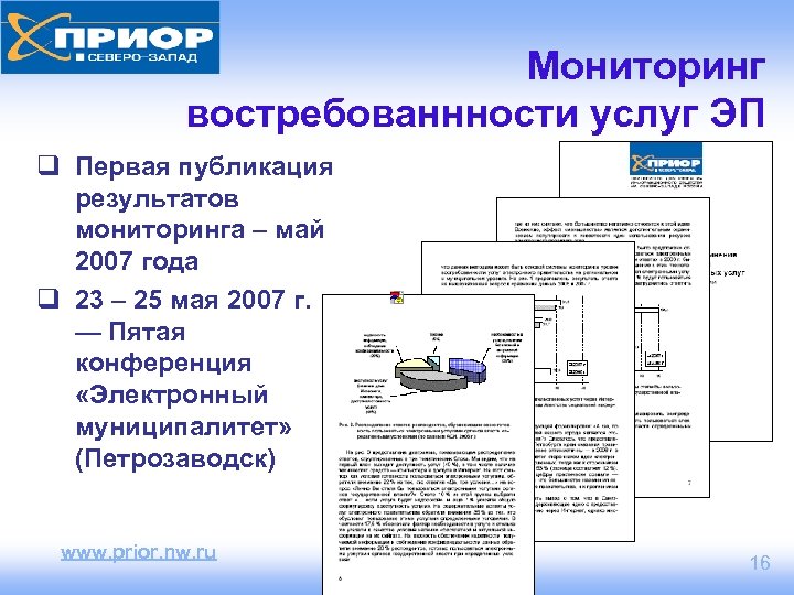 Мониторинг востребованнности услуг ЭП q Первая публикация результатов мониторинга – май 2007 года q