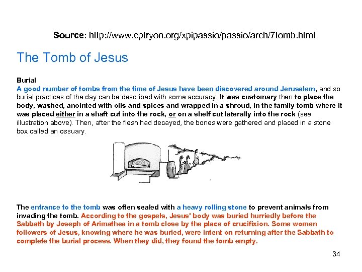 Source: http: //www. cptryon. org/xpipassio/arch/7 tomb. html The Tomb of Jesus Burial A good