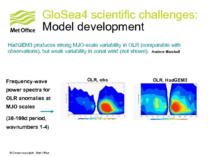 Glo. Sea 4 scientific challenges: Model development Had. GEM 3 produces strong MJO-scale variability