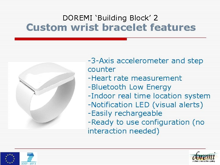 DOREMI ‘Building Block’ 2 Custom wrist bracelet features -3 -Axis accelerometer and step counter