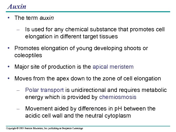 Auxin • The term auxin – Is used for any chemical substance that promotes