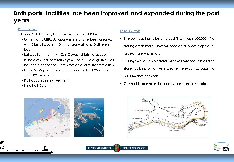 Both ports’ facilities are been improved and expanded during the past years Bilbao’s port