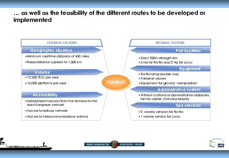 … as well as the feasibility of the different routes to be developed or