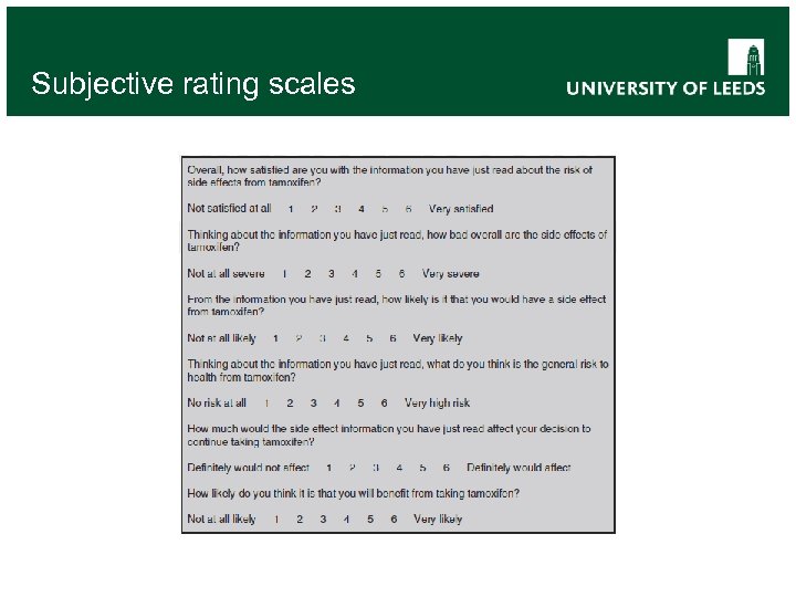 Subjective rating scales 