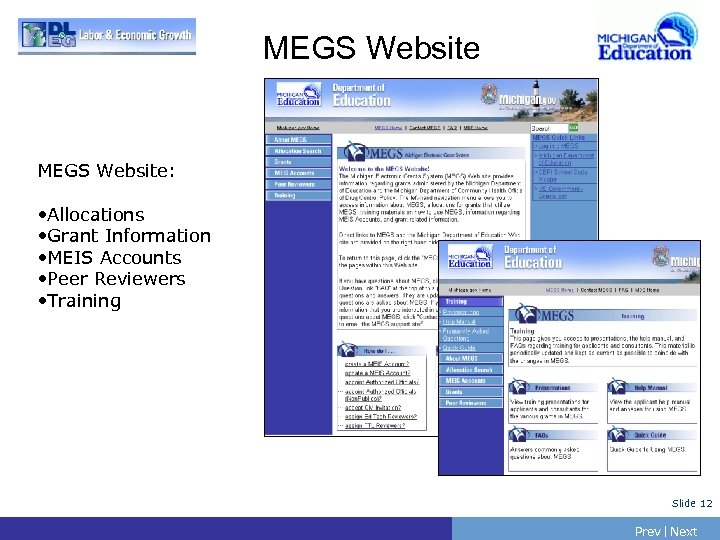 MEGS Website: • Allocations • Grant Information • MEIS Accounts • Peer Reviewers •