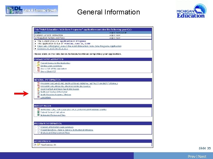 General Information Slide 35 Prev | Next 
