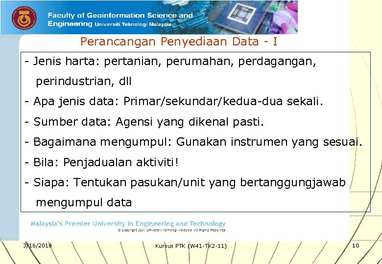 Perancangan Penyediaan Data - I - Jenis harta: pertanian, perumahan, perdagangan, perindustrian, dll -