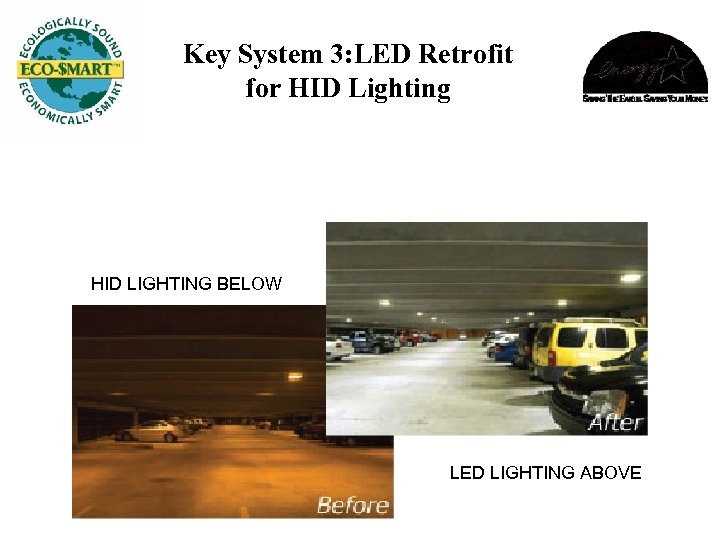 Key System 3: LED Retrofit for HID Lighting HID LIGHTING BELOW LED LIGHTING ABOVE