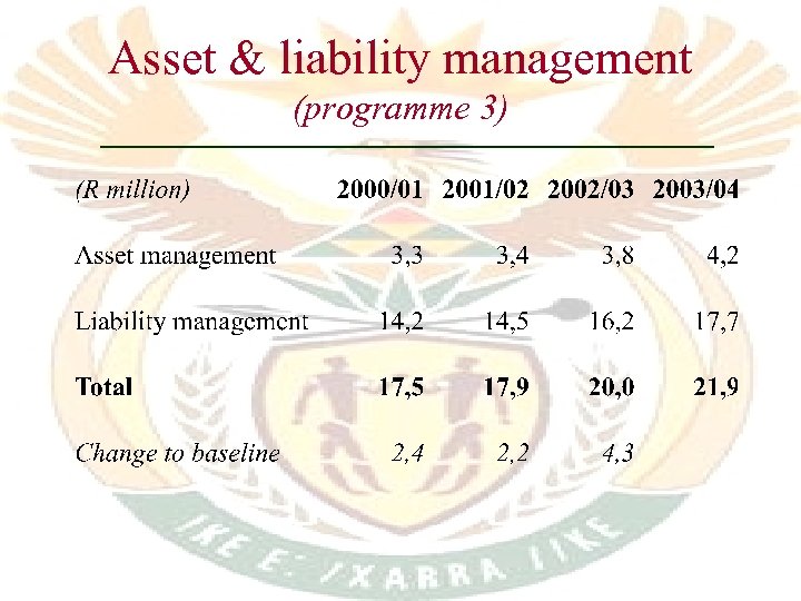 Asset & liability management (programme 3) 