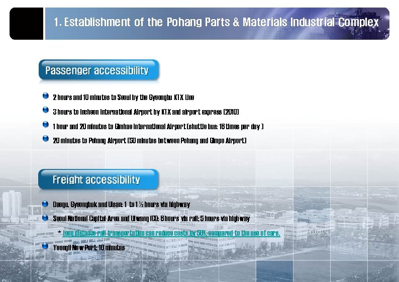 1. Establishment of the Pohang Parts & Materials Industrial Complex 2 hours and 10