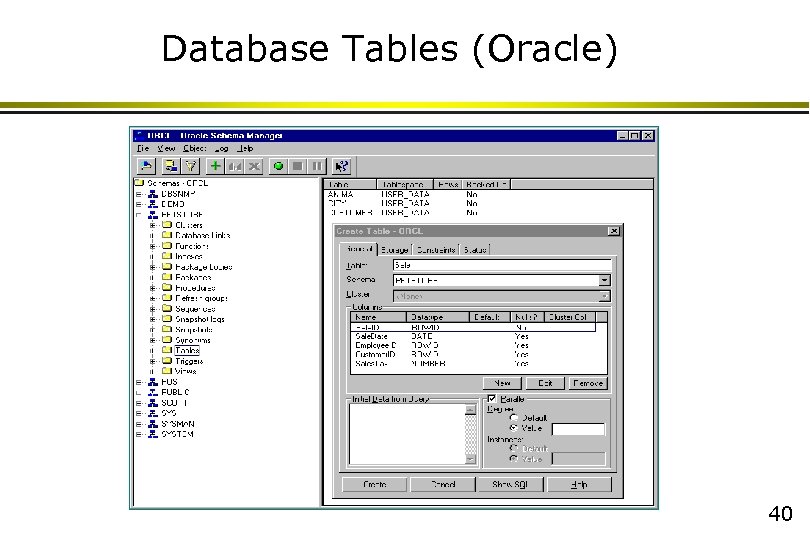 Database Tables (Oracle) 40 