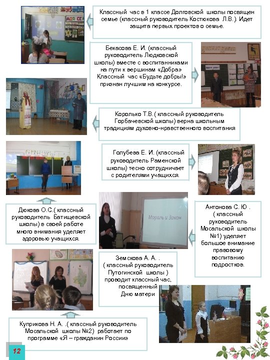 Классный час в 1 классе Долговской школы посвящен семье (классный руководитель Костюкова Л. В.