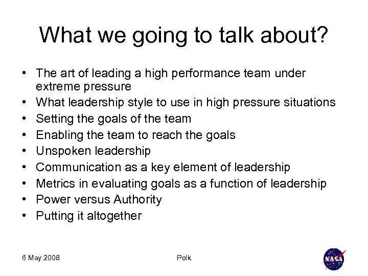 What we going to talk about? • The art of leading a high performance