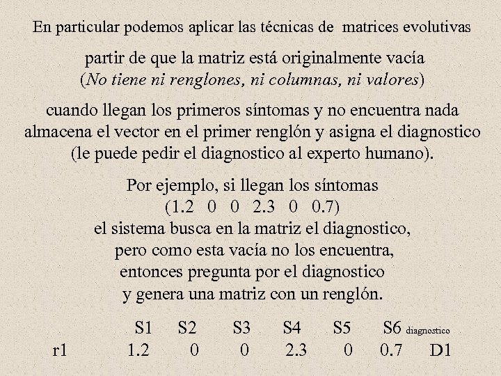 En particular podemos aplicar las técnicas de matrices evolutivas partir de que la matriz