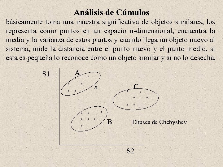 Análisis de Cúmulos básicamente toma una muestra significativa de objetos similares, los representa como