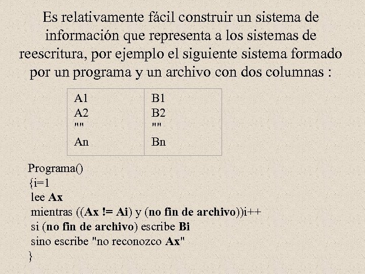 Es relativamente fácil construir un sistema de información que representa a los sistemas de
