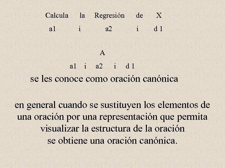 Calcula la Regresión de X a 1 i a 2 i d 1 A
