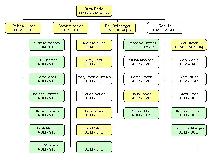 Brian Radle OP Sales Manager Colleen Hirner DSM - STL Aaron Wheeler DSM -