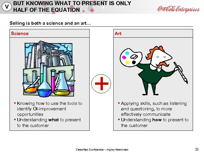 V BUT KNOWING WHAT TO PRESENT IS ONLY HALF OF THE EQUATION Selling is