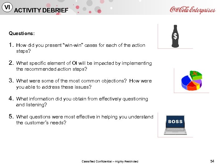 VI ACTIVITY DEBRIEF Questions: 1. How did you present “win-win” cases for each of