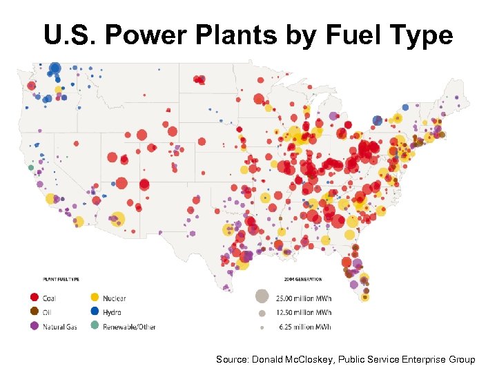 U. S. Power Plants by Fuel Type Source: Donald Mc. Closkey, Public Service Enterprise