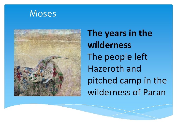 Moses The years in the wilderness The people left Hazeroth and pitched camp in