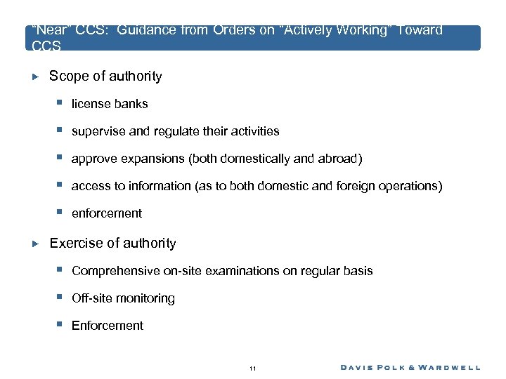 “Near” CCS: Guidance from Orders on “Actively Working” Toward CCS Scope of authority §