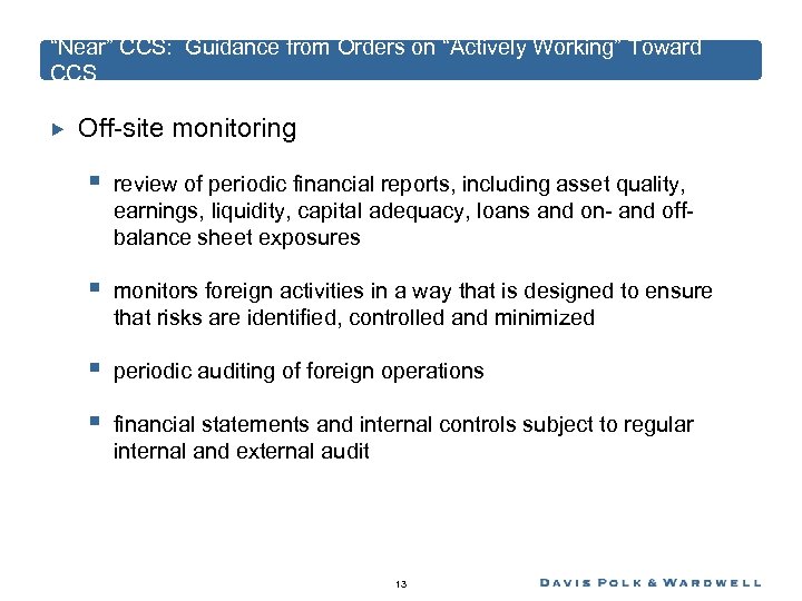 “Near” CCS: Guidance from Orders on “Actively Working” Toward CCS Off-site monitoring § review