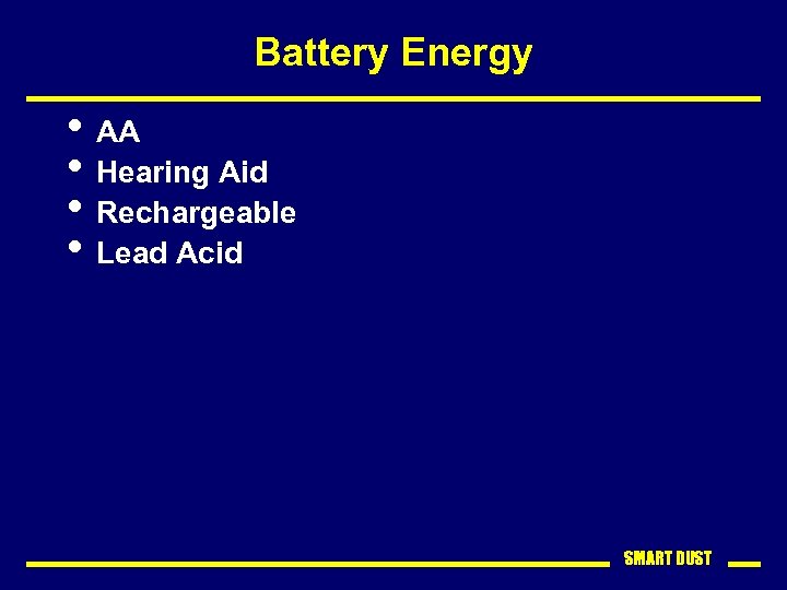 Battery Energy • AA • Hearing Aid • Rechargeable • Lead Acid SMART DUST