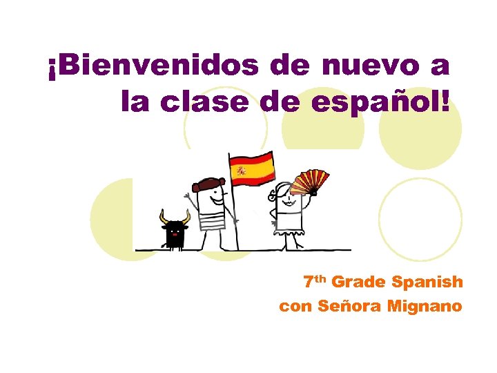 ¡Bienvenidos de nuevo a la clase de español! 7 th Grade Spanish con Señora