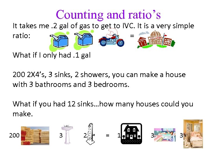Counting and ratio’s It takes me. 2 gal of gas to get to IVC.