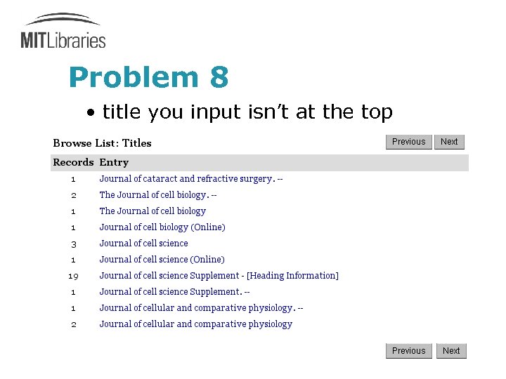 Problem 8 • title you input isn’t at the top 