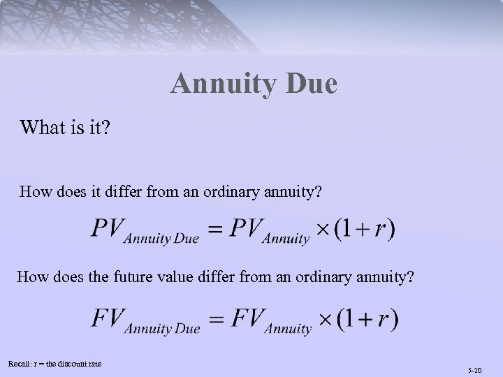 Annuity Due What is it? How does it differ from an ordinary annuity? How