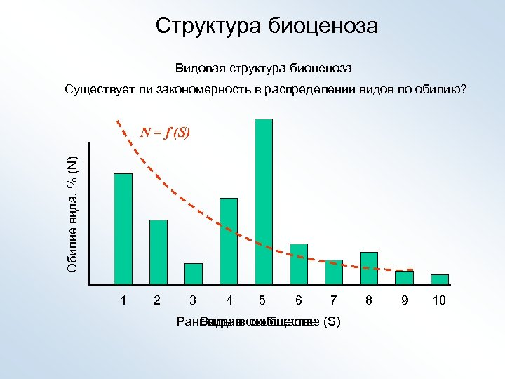 Структура биоценоза Видовая структура биоценоза Существует ли закономерность в распределении видов по обилию? Обилие