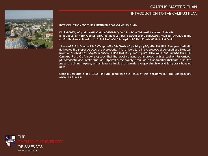 CAMPUS MASTER PLAN INTRODUCTION TO THE CAMPUS PLAN INTRODUCTION TO THE AMENDED 2002 CAMPUS
