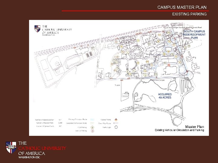 CAMPUS MASTER PLAN EXISTING PARKING THE CATHOLIC UNIVERSITY OF AMERICA WASHINGTON DC 