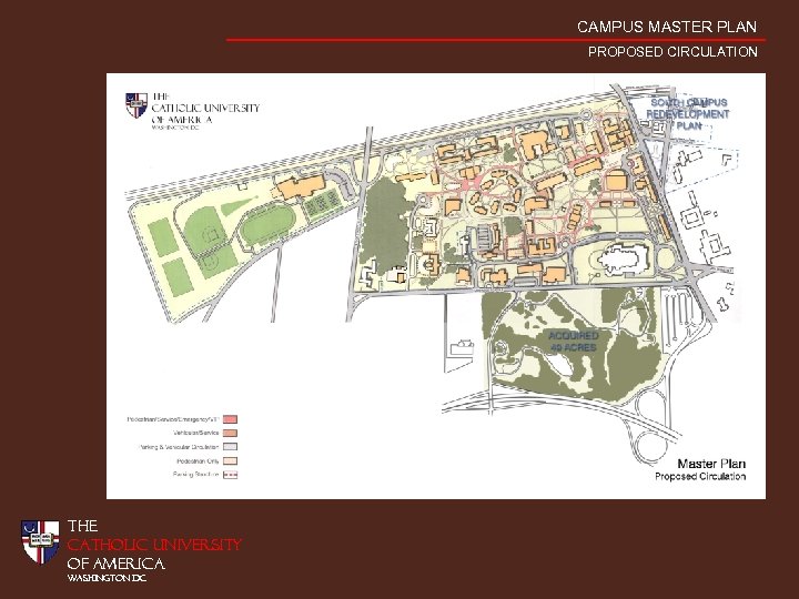 CAMPUS MASTER PLAN PROPOSED CIRCULATION THE CATHOLIC UNIVERSITY OF AMERICA WASHINGTON DC 