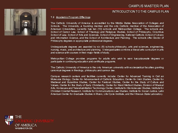 CAMPUS MASTER PLAN INTRODUCTION TO THE CAMPUS PLAN 1. 2 Academic Program Offerings The