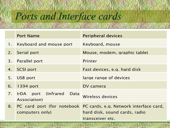 Ports and Interface cards 