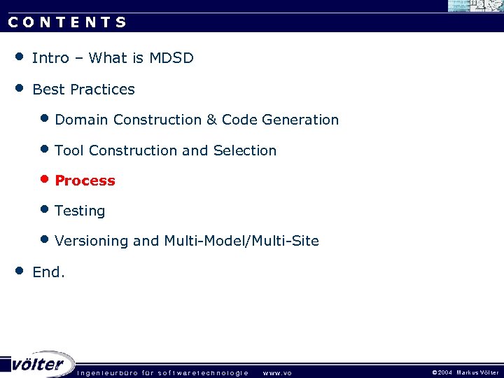 CONTENTS • • Intro – What is MDSD Best Practices • Domain Construction &