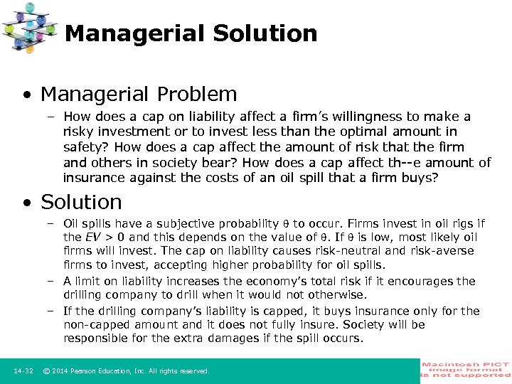 Managerial Solution • Managerial Problem – How does a cap on liability affect a