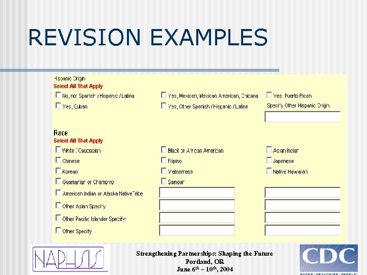 REVISION EXAMPLES Strengthening Partnerships: Shaping the Future Portland, OR June 6 th – 10