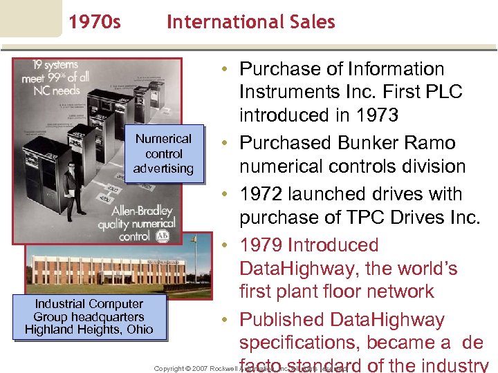 1970 s International Sales Numerical control advertising Industrial Computer Group headquarters Highland Heights, Ohio