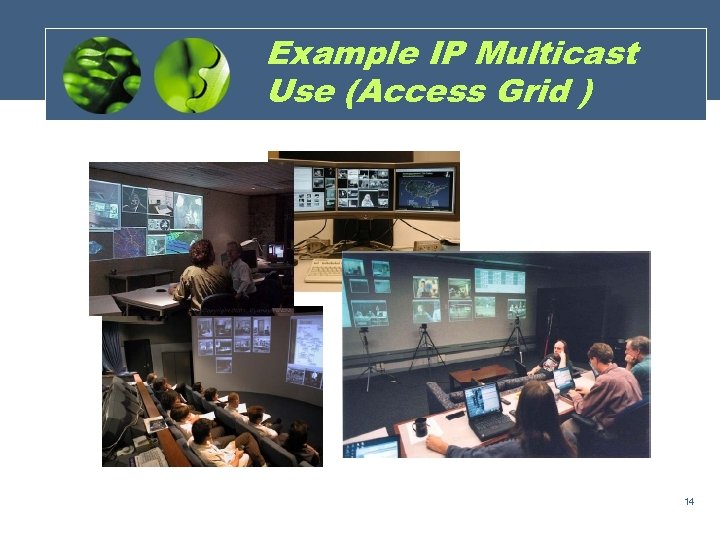 Example IP Multicast Use (Access Grid ) 14 