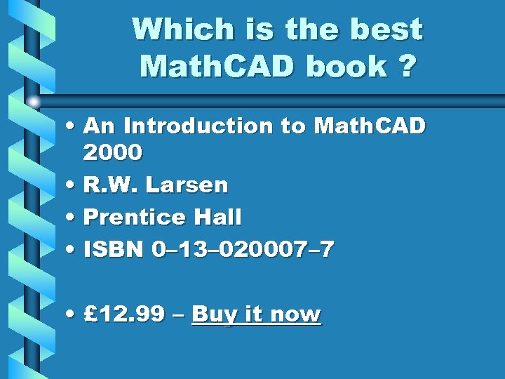 Which is the best Math. CAD book ? • An Introduction to Math. CAD