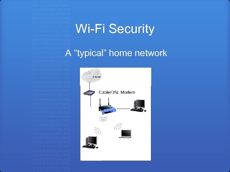 Wi-Fi Security A “typical” home network 