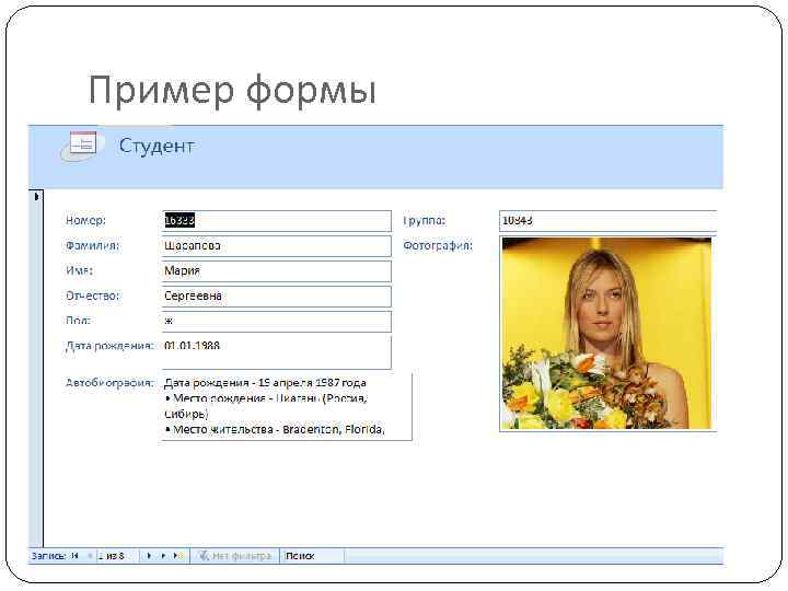 Пример формы 