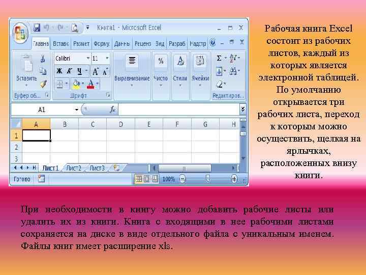 Excel листы книги